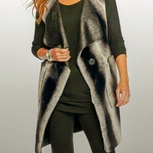 Nine West Jeans NWOT Ombré Faux fur shearling long one button Duster vest